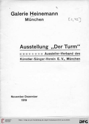 Ausstellung "Der Turm" : Aussteller-Verband des Künstler-Sänger-Verein e.V., München