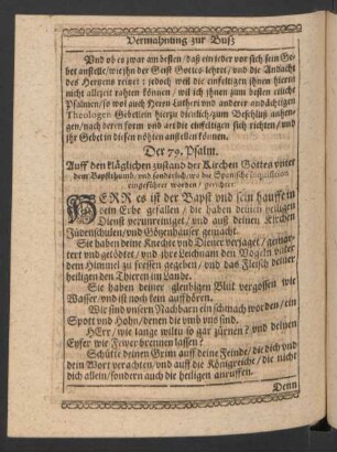 Der 79. Psalm. Auff den kläglichen zustand der Kirchen ...