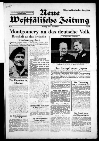 Titelseite einer Zeitung