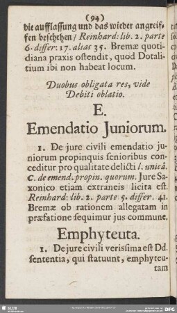 Emendatio Juniorum - Expensae