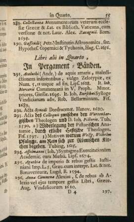 55-88, Libri alii in Quarto, In Pergament-Bänden.