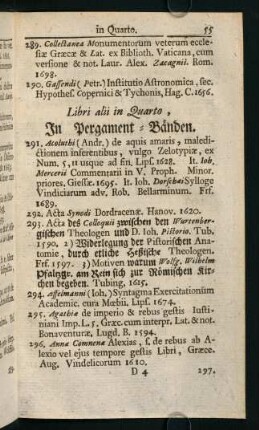 55-88, Libri alii in Quarto, In Pergament-Bänden.