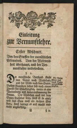Einleitung zur Vernunftlehre