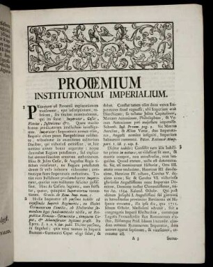 Proœmium Institutionum Imperialium