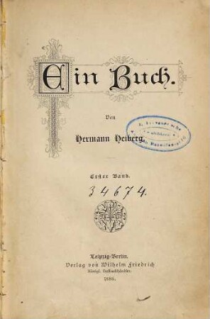 Ein Buch : von Hermann Heiberg, 1