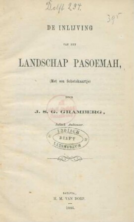 De inlijving van het landschap Pasoemah : (met een schetskaartje)