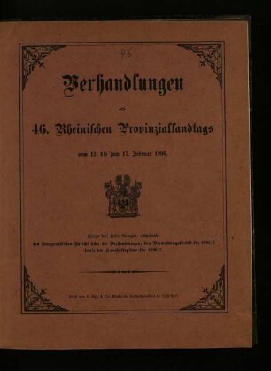 Verhandlungen des 46. Rheinischen Provinziallandtags / 46.1906