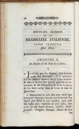 Chapitre I. Du Dessein & du Plan de ce Livre.