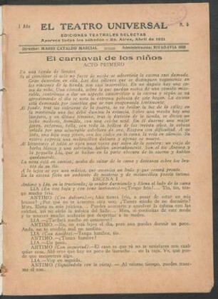 1921000500: El carnaval de los niños : drama en 3 actos