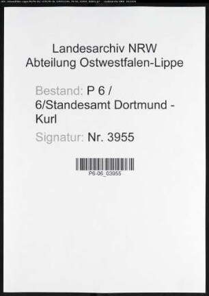 Sterberegister Standesamt Dortmund-Kurl (XV)