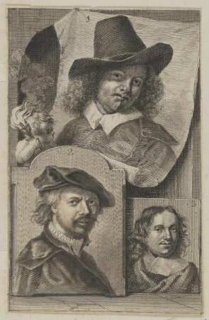 Bildnis des Leonard Bramer, des Jan Davidsz. de Heem und des Jacob Houbraken