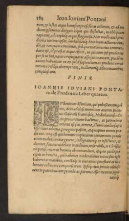 Ioannis Ioviani Pontani de Prudentia Liber quartus.