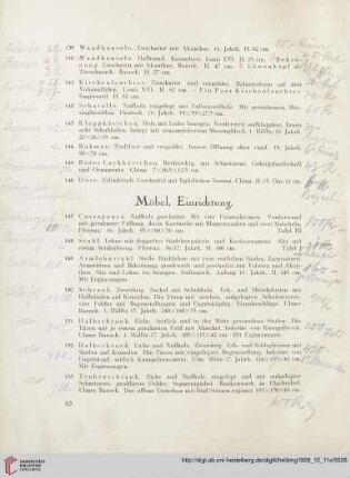 Möbel, Einrichtung (Nr. 147 - 193)