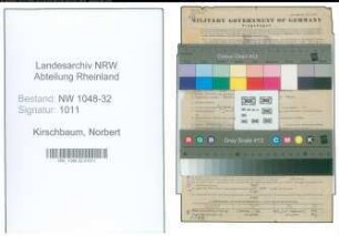 Entnazifizierung Norbert Kirschbaum , geb. 16.01.1911 (Beamter)