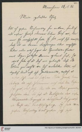 Heid. Hs. 3484,482: Brief von Eberhard Gothein an Marie Luise Gothein