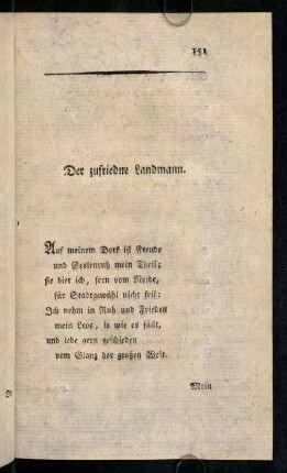 151-161, Der zufriedene Landmann. - An die Ruhe.
