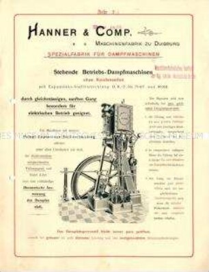 Stehende Betriebs-Dampfmaschinen