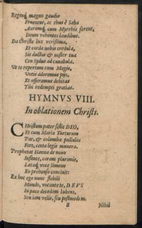 Hymnus VIII. In oblationem Christi.