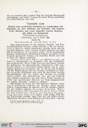 Vorrede zum: Katalog einer werthvollen Sammlung von Autographen und Urkunden [...]