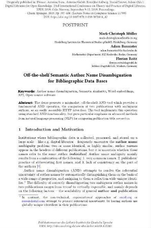 Off-the-shelf semantic author name disambiguation for bibliographic data bases