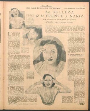 La belleza de la frente y nariz : Una clase de belleza por semana