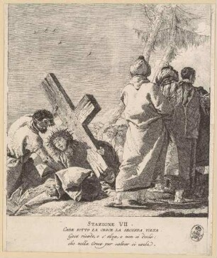 Jesus fällt zum zweiten Mal unter dem Kreuz (7. Station des Kreuzwegs), aus der Folge "Via Crucis"