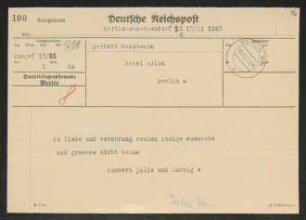 Brief von Julie Elias an Gerhart Hauptmann