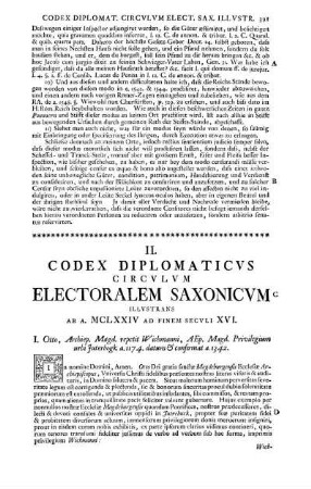 II. Codex Diplomaticus circulum Electoralem Saxonicum...