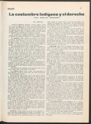La costumbre indígena y el derecho