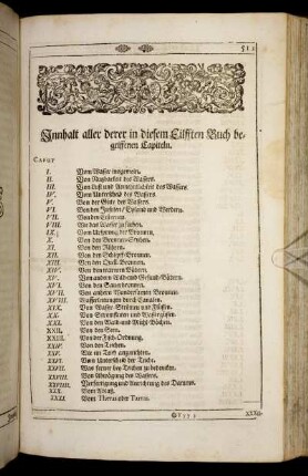 Innhalt aller derer in diesem Eilfften Buch begriffenen Capiteln.