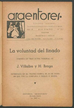 1942021000: La voluntad del finado : [comedia en tres actos]