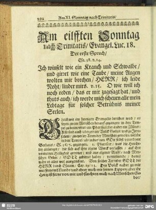 Am eilfften Sonntag nach Trinitatis, Evangel. Luc. 18