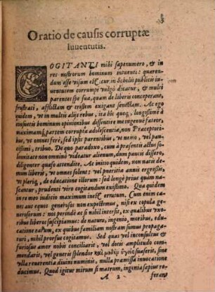Oratio De Cavsis Corrvptae Ivventvtis