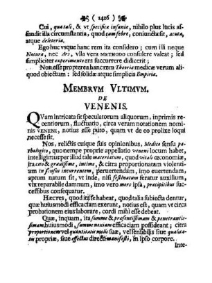 Membrvm Vltimvm. De Venenis.