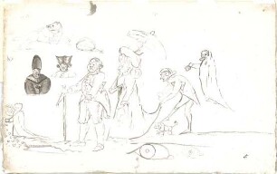 Gärtner, Friedrich von; Frühe Zeichnungen - Jagdszene u. Ornamente (Studien)