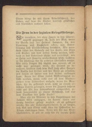 Die Frau in der sozialen Kriegsfürsorge.