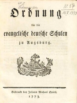 Ordnung für die evangelische deutsche Schulen zu Augsburg