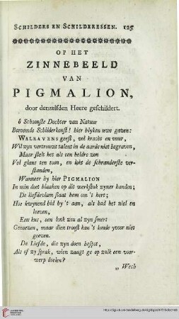 Op het zinnebeeld van Pigmalion, door denzelfden Heere geschildert