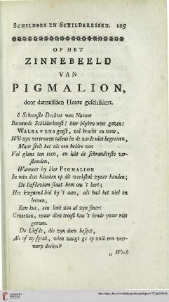 Op het zinnebeeld van Pigmalion, door denzelfden Heere geschildert
