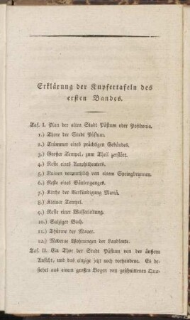 Erklärung der Kupfertafeln des ersten Bandes.