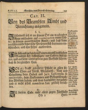 Cap. II. Von des Beambten Ambt und Verrichtung insgemein