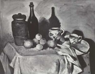 Stilleben mit Früchten und Geschirr / Nature morte: :pots et bouteilles / Stilleben (Früchte und Geschirr) / Nature morte: pots, bouteille, tasse et fruits