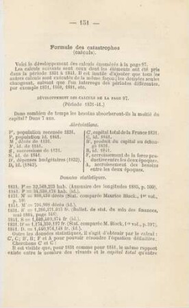 Formule des catastrophes (calculs).