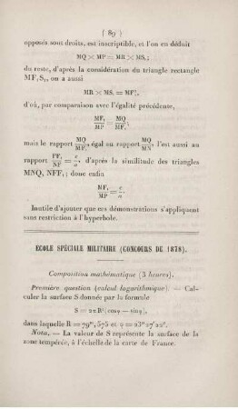 École spéciales militaire (concours de 1878).