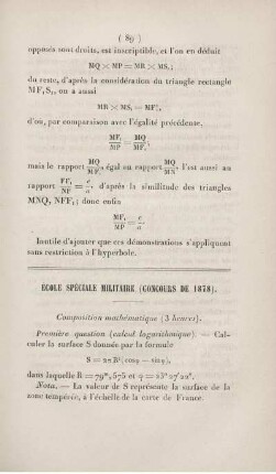 École spéciales militaire (concours de 1878).