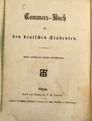 Commers-Buch für den deutschen Studenten