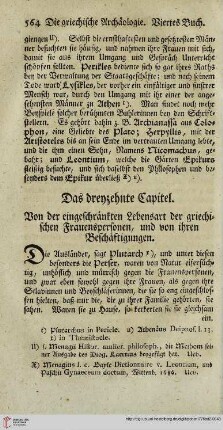 Das dreyzehnte Capitel: Von der eingeschränkten Lebensart der griechischen Frauenspersonen, und von ihren Beschäftigungen