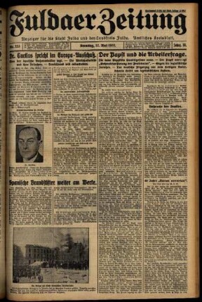 Erste Ausgabe vom Sonntag, den 17. Mai 1931.