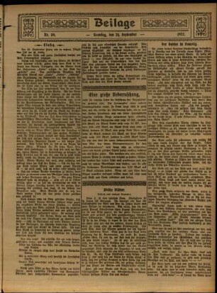Zweite Ausgabe vom Sonntag, den 24. September 1922.