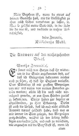Die Antwort auf den vorhergehenden Brief